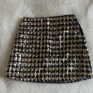 Lulu's Black and Gold Sequin Mini Skirt
